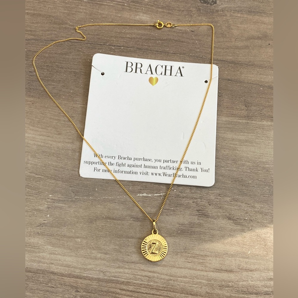 New Bracha Initial Z Medallion Pendant necklace